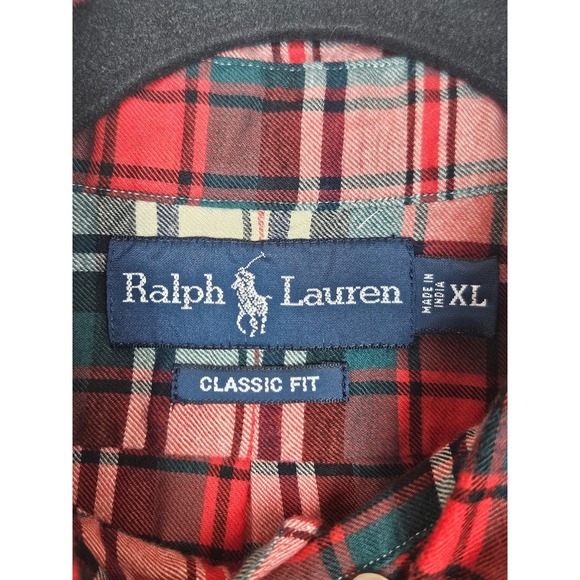 Ralph Lauren Classic Fit Plaid Button Down Shirt Men's XL Red Green Blue Cotton - Picture 4 of 8